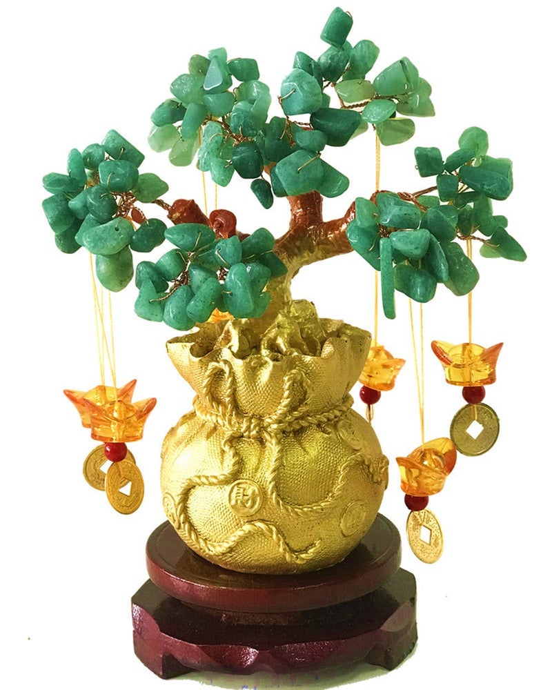Picmoo Feng Shui Citrine/Citrine Money Tree and Citrine Tree, Faucet Crystal Tree/Chinese Dragon Fortune Crystal Tree/Gift Tree (Green) - Image 1
